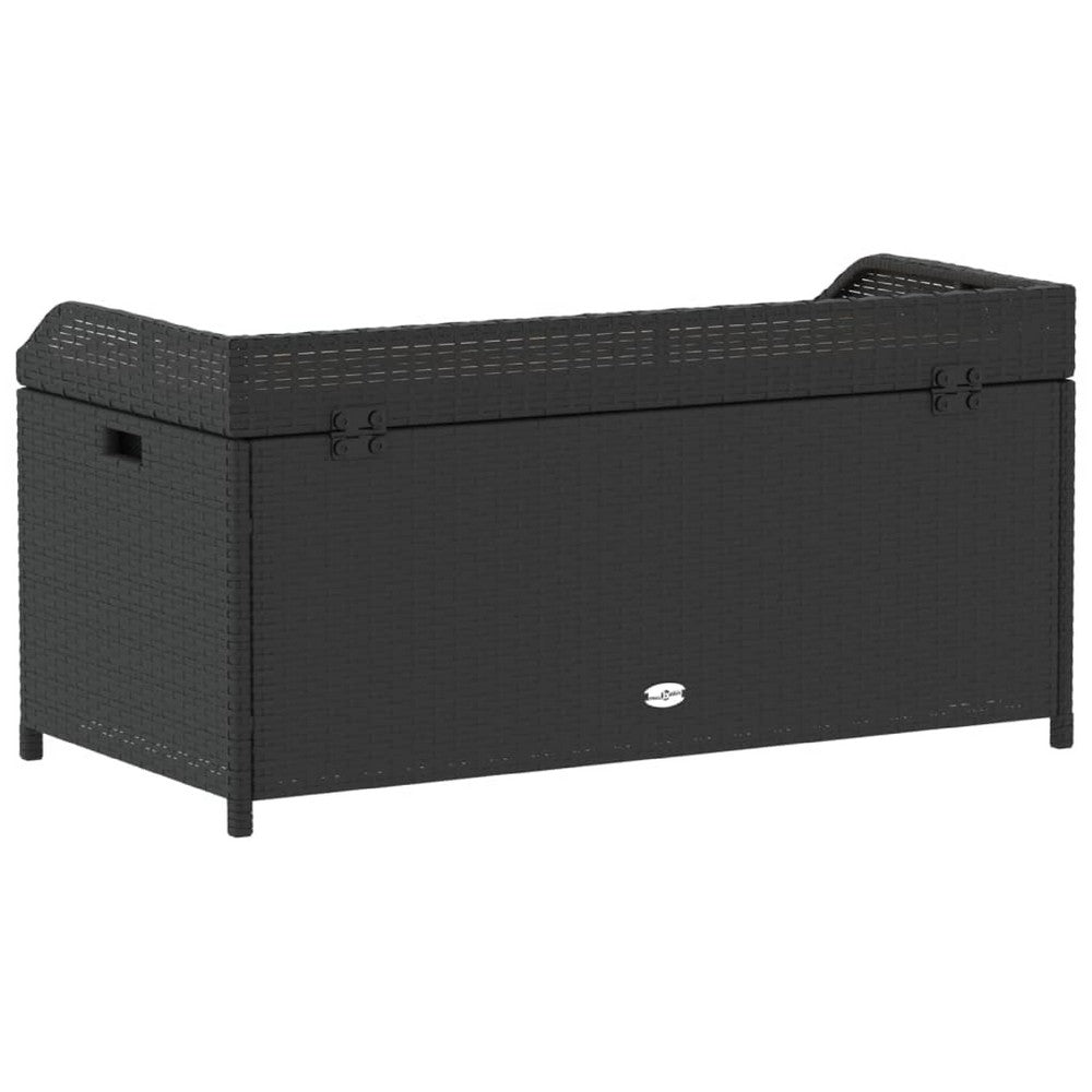 Foto Outdoor Bench, 39 Inch, Black Wicker Rattan, Under Seat Storage - BM340570