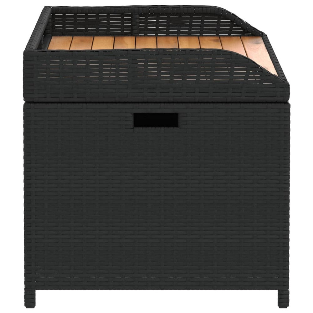 Foto Outdoor Bench, 39 Inch, Black Wicker Rattan, Under Seat Storage - BM340570
