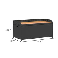 Foto Outdoor Bench, 39 Inch, Black Wicker Rattan, Under Seat Storage - BM340570
