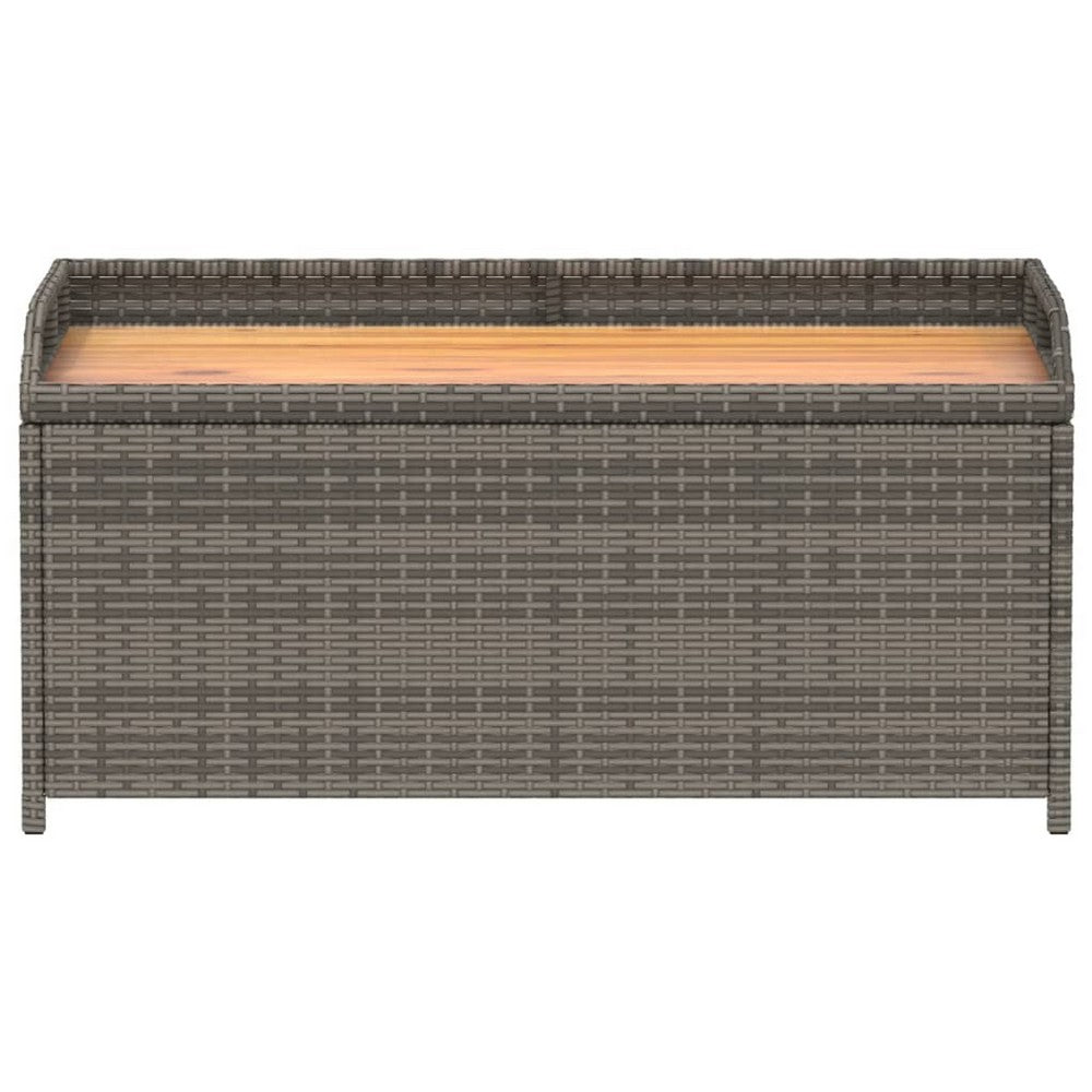 Foto Outdoor Bench, 39 Inch, Gray Wicker Rattan, Under Seat Storage - BM340571