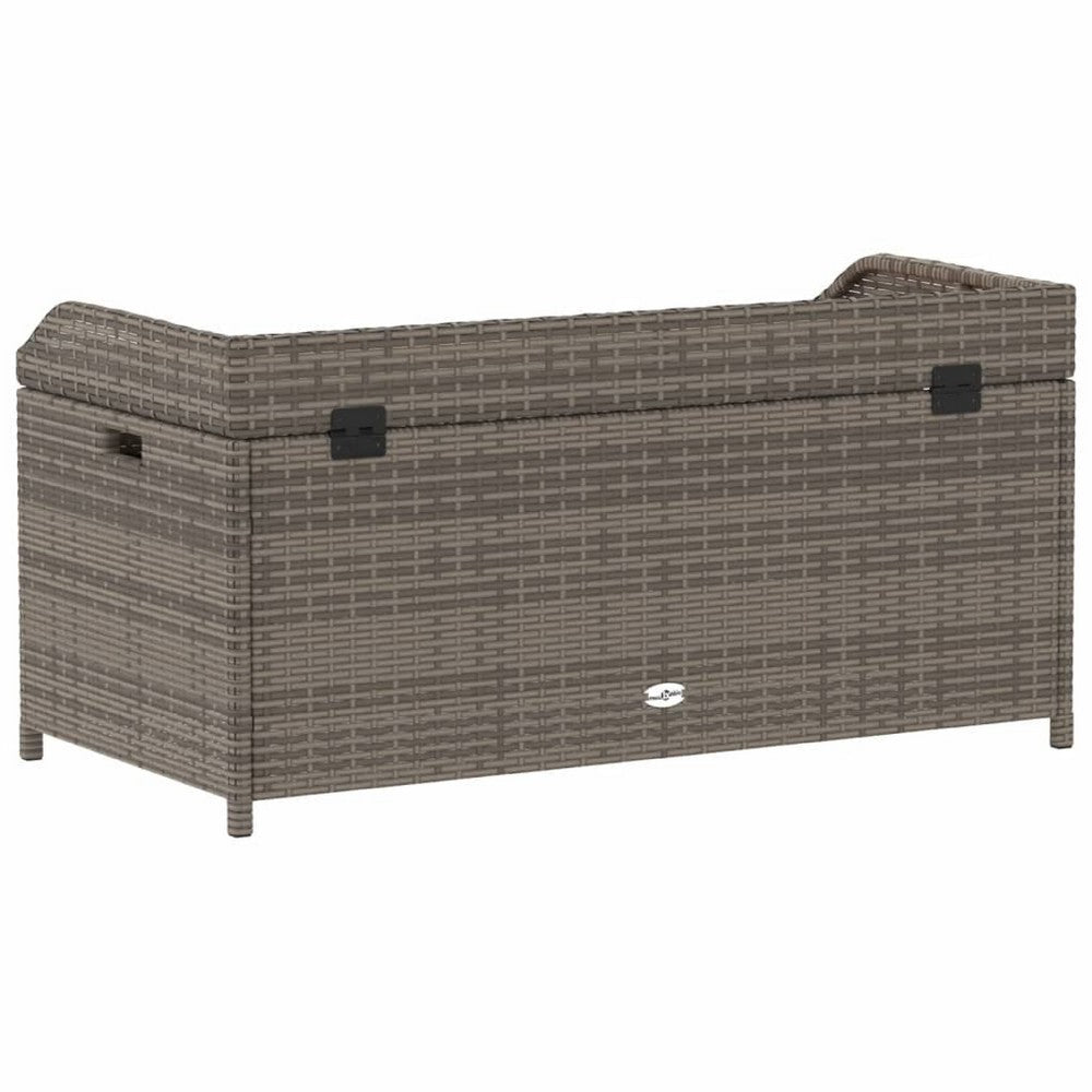 Foto Outdoor Bench, 39 Inch, Gray Wicker Rattan, Under Seat Storage - BM340571