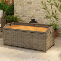 Foto Outdoor Bench, 39 Inch, Gray Wicker Rattan, Under Seat Storage - BM340571