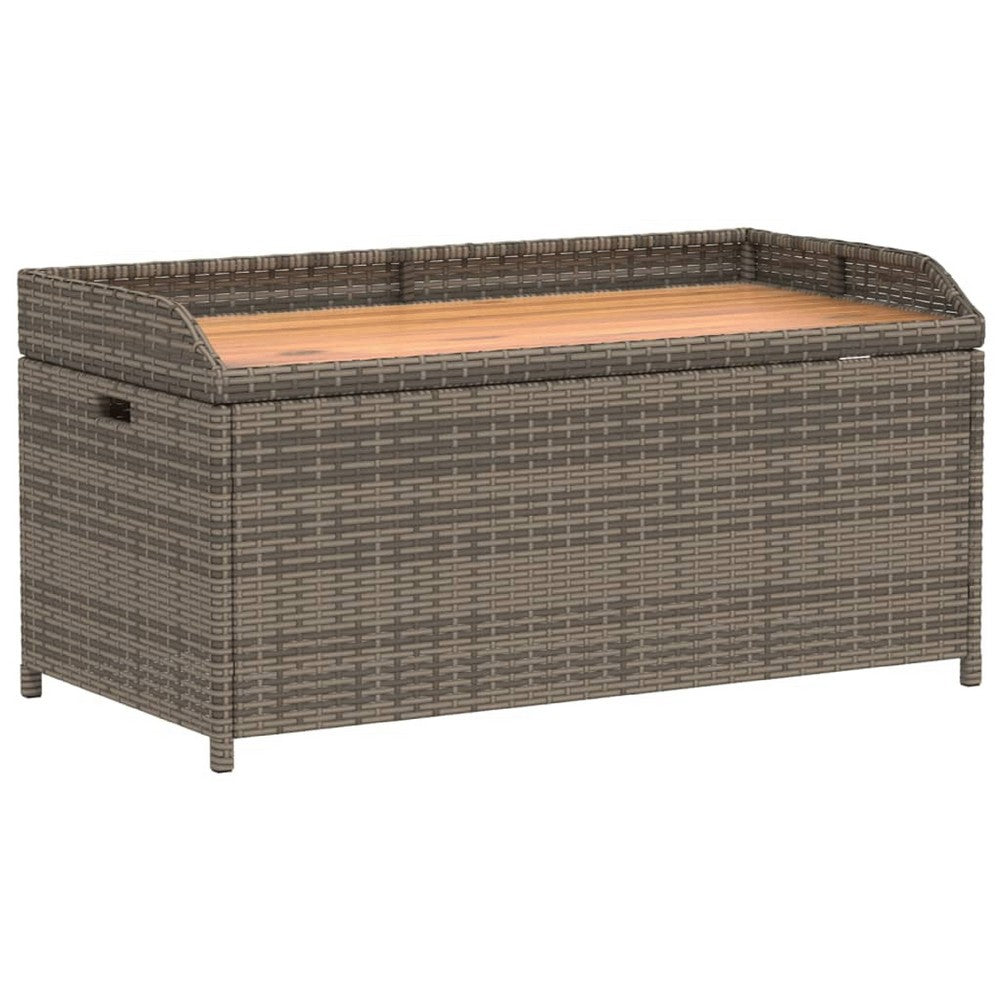 Foto Outdoor Bench, 39 Inch, Gray Wicker Rattan, Under Seat Storage - BM340571