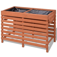 Outdoor Raised Planter 39 Inch, Slatted Design, Brown Solid Fir Wood - BM340572