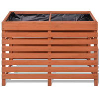 Outdoor Raised Planter 39 Inch, Slatted Design, Brown Solid Fir Wood - BM340572