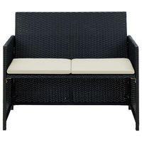 Naha Outdoor Sofa, 39 Inch, Black Wicker Rattan Frame, Beige Padded Seat - BM340573