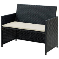 Naha Outdoor Sofa, 39 Inch, Black Wicker Rattan Frame, Beige Padded Seat - BM340573