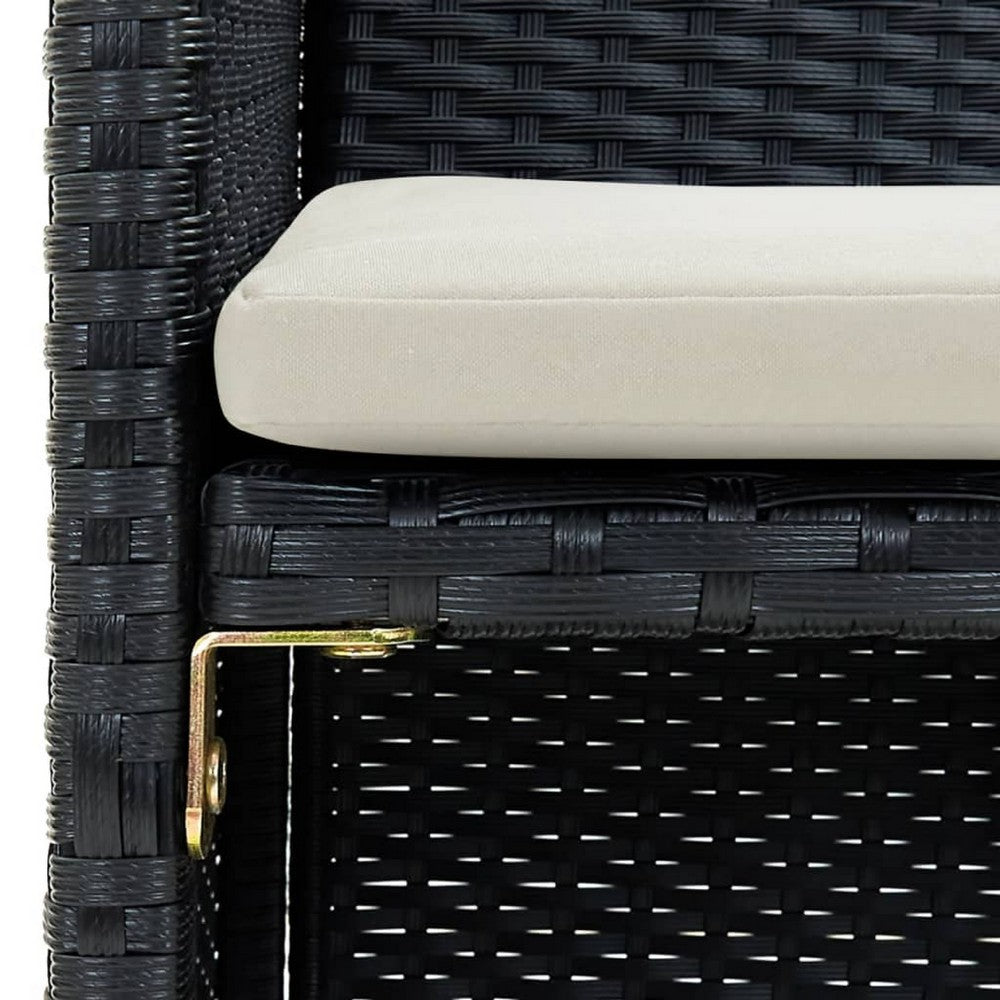 Naha Outdoor Sofa, 39 Inch, Black Wicker Rattan Frame, Beige Padded Seat - BM340573