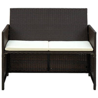 Naha Outdoor Sofa, 39 Inch, Brown Wicker Rattan Frame, Cream Padded Seat - BM340574