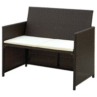Naha Outdoor Sofa, 39 Inch, Brown Wicker Rattan Frame, Cream Padded Seat - BM340574