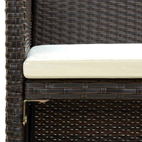 Naha Outdoor Sofa, 39 Inch, Brown Wicker Rattan Frame, Cream Padded Seat - BM340574