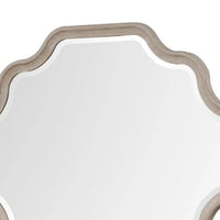 Fea Dresser Mirror, Natural Oak Brown Solid Wood, Scallop Edges, 40x47 - BM340841