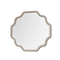 Fea Dresser Mirror, Natural Oak Brown Solid Wood, Scallop Edges, 40x47 - BM340841