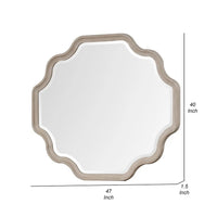 Fea Dresser Mirror, Natural Oak Brown Solid Wood, Scallop Edges, 40x47 - BM340841