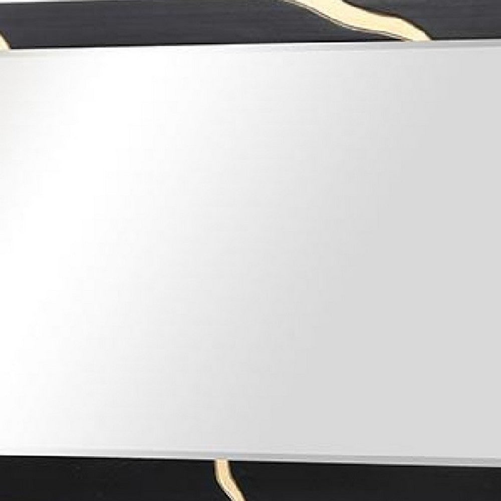 Goldie Dresser Mirror, Beveled Glass, Gold and Black Solid Wood, 35x52 - BM340842