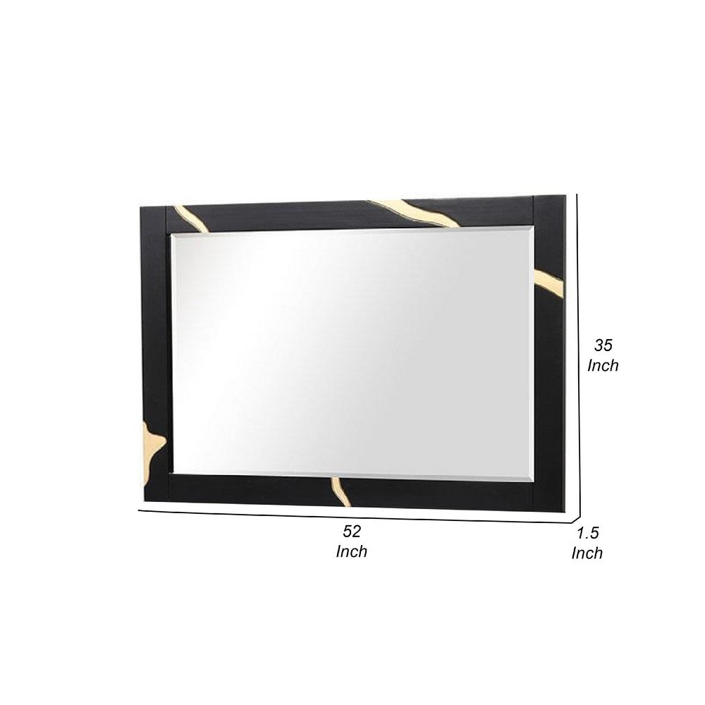 Goldie Dresser Mirror, Beveled Glass, Gold and Black Solid Wood, 35x52 - BM340842