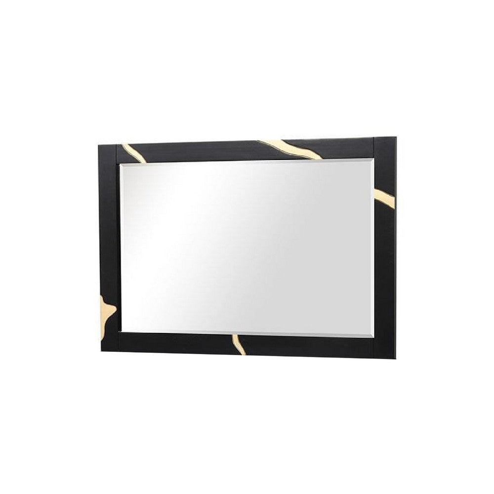 Goldie Dresser Mirror, Beveled Glass, Gold and Black Solid Wood, 35x52 - BM340842