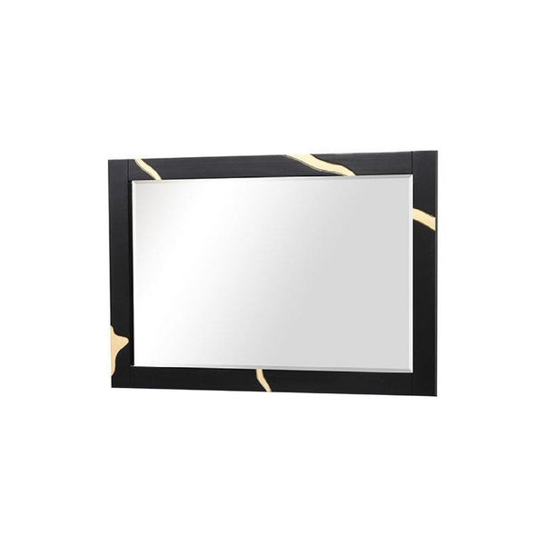 Goldie Dresser Mirror, Beveled Glass, Gold and Black Solid Wood, 35x52 - BM340842