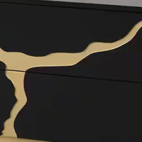 Goldie Nightstand, 2 Drawers, Gold and Black Solid Wood, 28 Inch - BM340843