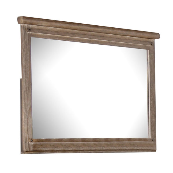 Merry Dresser Mirror, Brown Solid Wood, Rectangular 36x49 Frame - BM340846