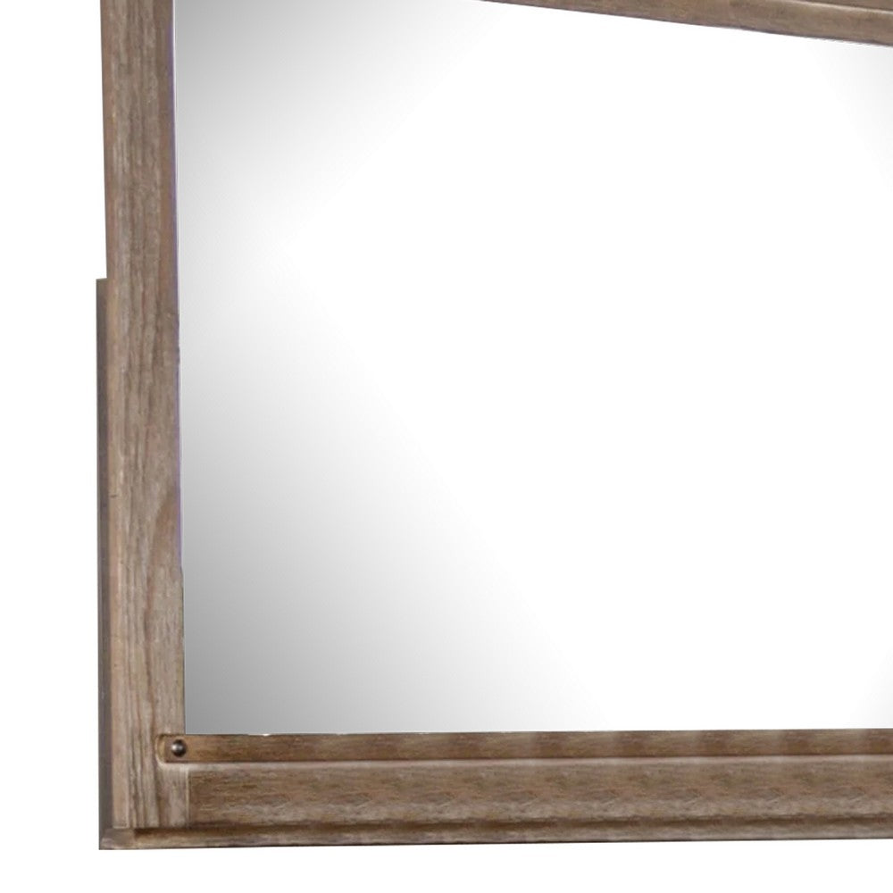 Merry Dresser Mirror, Brown Solid Wood, Rectangular 36x49 Frame - BM340846