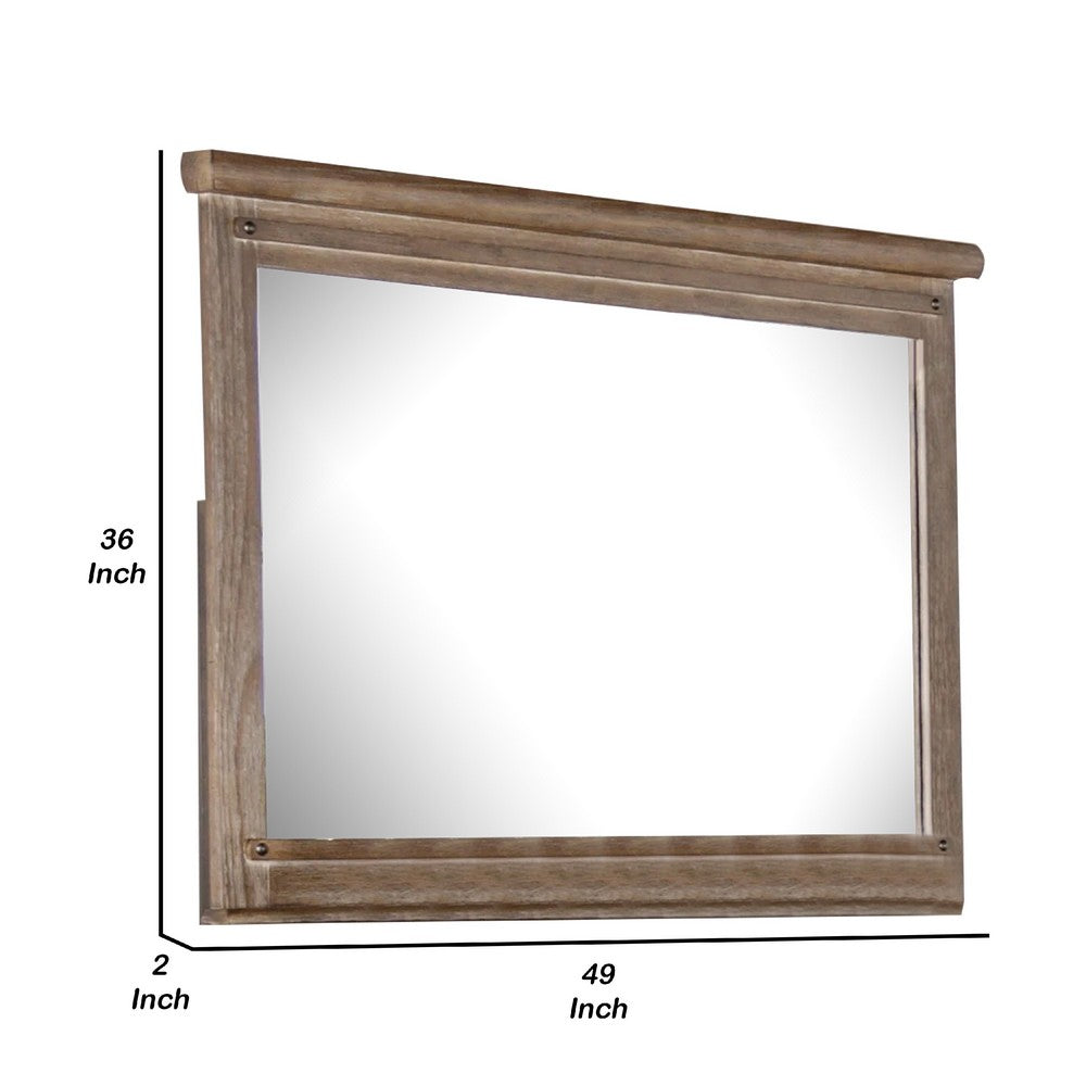 Merry Dresser Mirror, Brown Solid Wood, Rectangular 36x49 Frame - BM340846