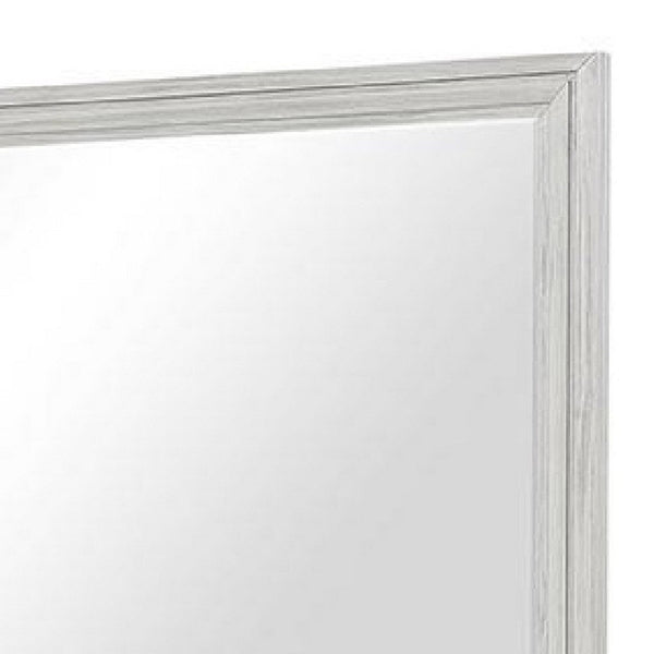 Basil Dresser Mirror, Beveled Glass, 38x44 Rustic White Solid Wood Frame - BM340847