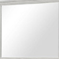 Basil Dresser Mirror, Beveled Glass, 38x44 Rustic White Solid Wood Frame - BM340847