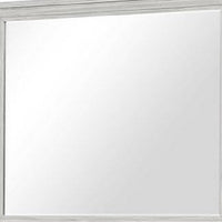 Basil Dresser Mirror, Beveled Glass, 38x44 Rustic White Solid Wood Frame - BM340847