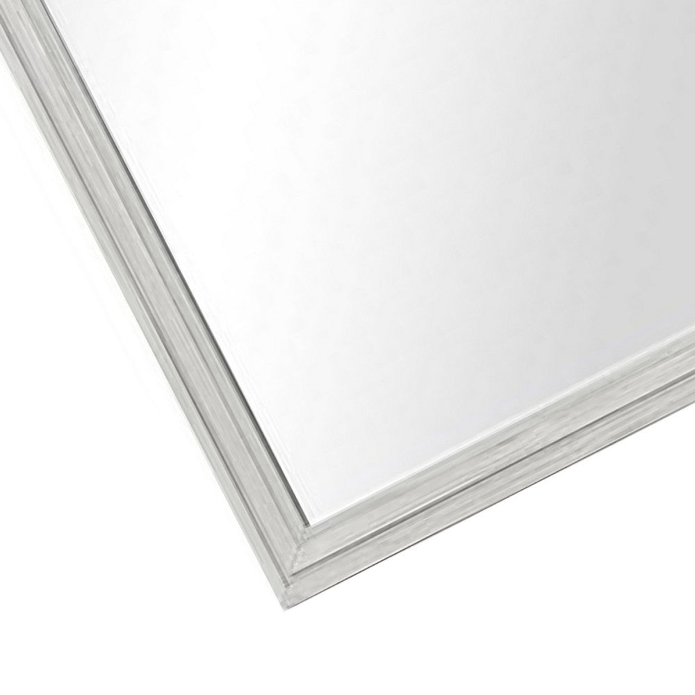 Basil Dresser Mirror, Beveled Glass, 38x44 Rustic White Solid Wood Frame - BM340847