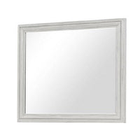 Basil Dresser Mirror, Beveled Glass, 38x44 Rustic White Solid Wood Frame - BM340847