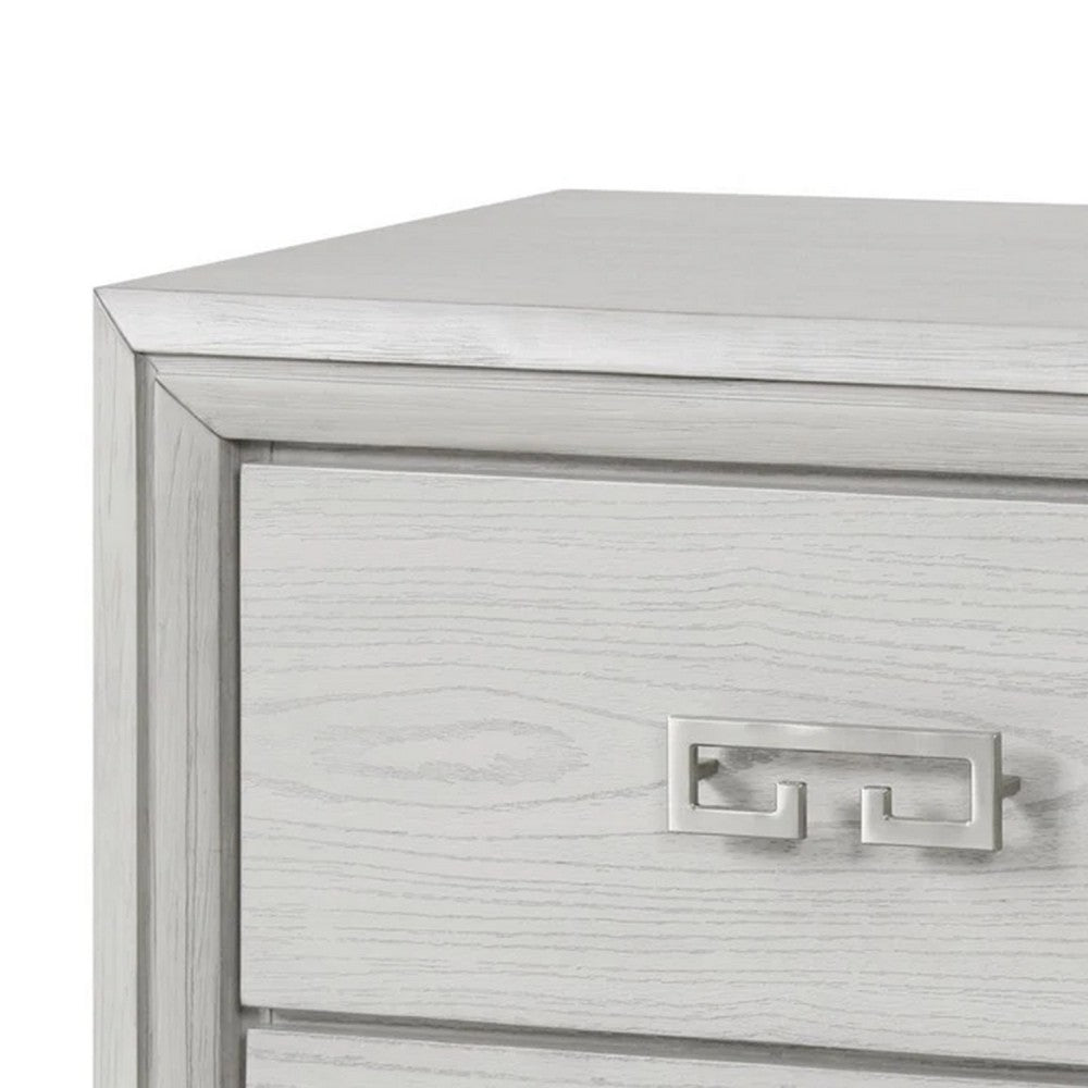 Basil Nightstand, 2 Drawers, Rustic White Solid Wood, 29 Inch - BM340848