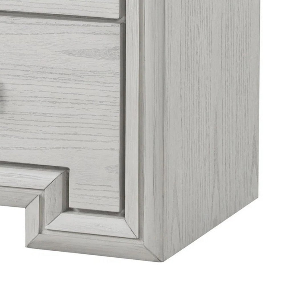 Basil Nightstand, 2 Drawers, Rustic White Solid Wood, 29 Inch - BM340848