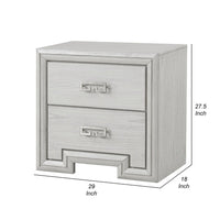 Basil Nightstand, 2 Drawers, Rustic White Solid Wood, 29 Inch - BM340848