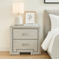 Basil Nightstand, 2 Drawers, Rustic White Solid Wood, 29 Inch - BM340848