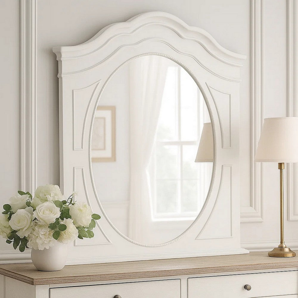 Calpan Dresser Mirror, Modern White Solid Wood Frame, 38x40 - BM340851