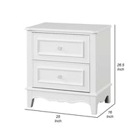Calpan Nightstand, 2 Drawers, Modern White Solid Wood Frame, 27 Inch - BM340852