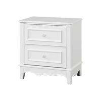 Calpan Nightstand, 2 Drawers, Modern White Solid Wood Frame, 27 Inch - BM340852