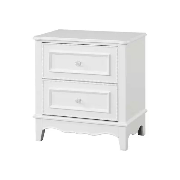Calpan Nightstand, 2 Drawers, Modern White Solid Wood Frame, 27 Inch - BM340852