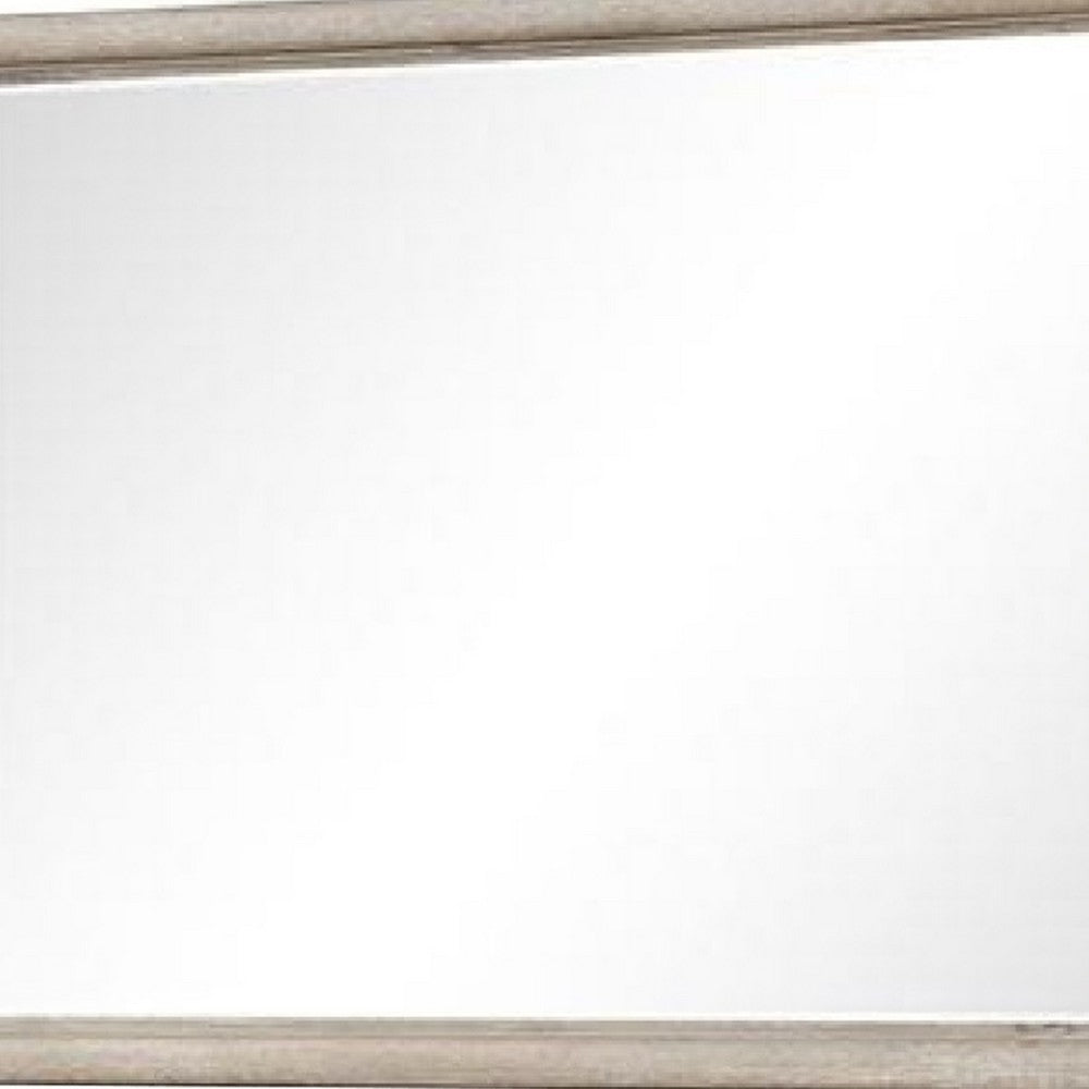 Myna Dresser Mirror, Beveled Glass, Oak Brown Solid Wood, 34x45  - BM340853