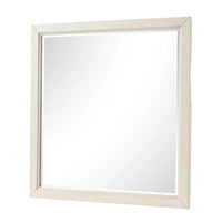 Toi Dresser Mirror, Beveled Glass, Antique White Finished Solid Wood, 38 Inch - BM340856