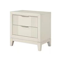 Toi Nightstand, 2 Drawers, Antique White Finished Solid Wood, 27 Inch - BM340857