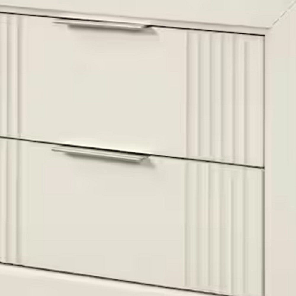 Toi Nightstand, 2 Drawers, Antique White Finished Solid Wood, 27 Inch - BM340857