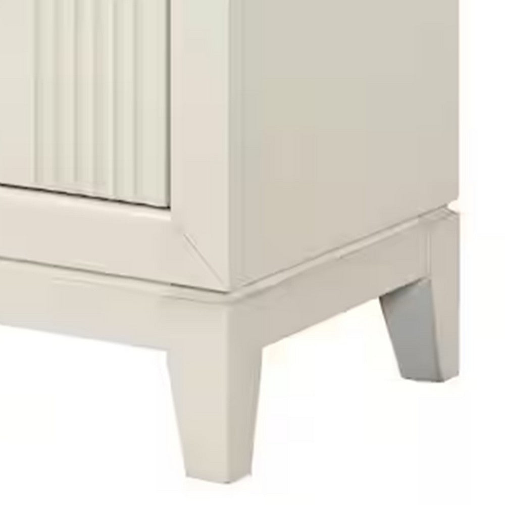 Toi Nightstand, 2 Drawers, Antique White Finished Solid Wood, 27 Inch - BM340857