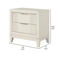 Toi Nightstand, 2 Drawers, Antique White Finished Solid Wood, 27 Inch - BM340857