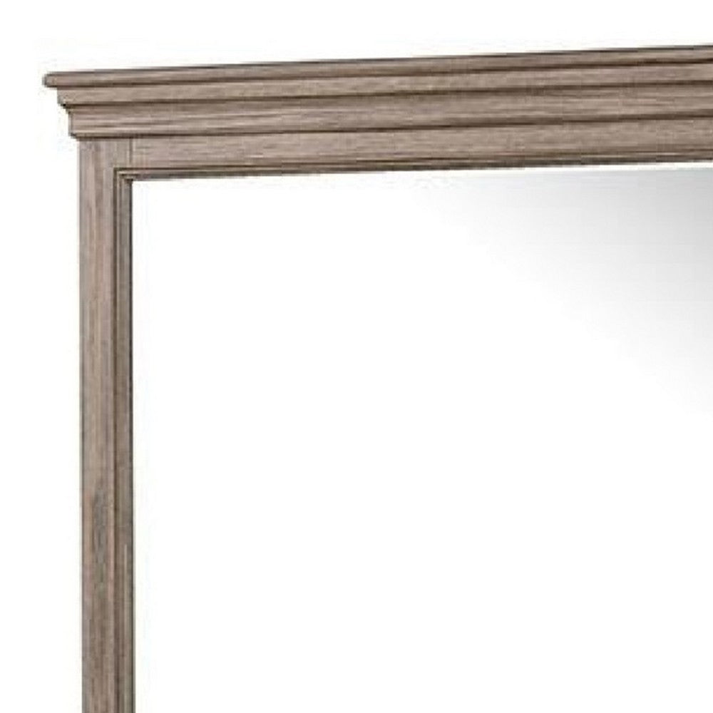 Roi Dresser Mirror, Beveled Glass, Weathered Gray Solid Wood, 38x42 - BM340858