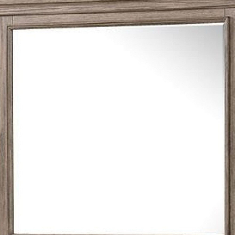 Roi Dresser Mirror, Beveled Glass, Weathered Gray Solid Wood, 38x42 - BM340858