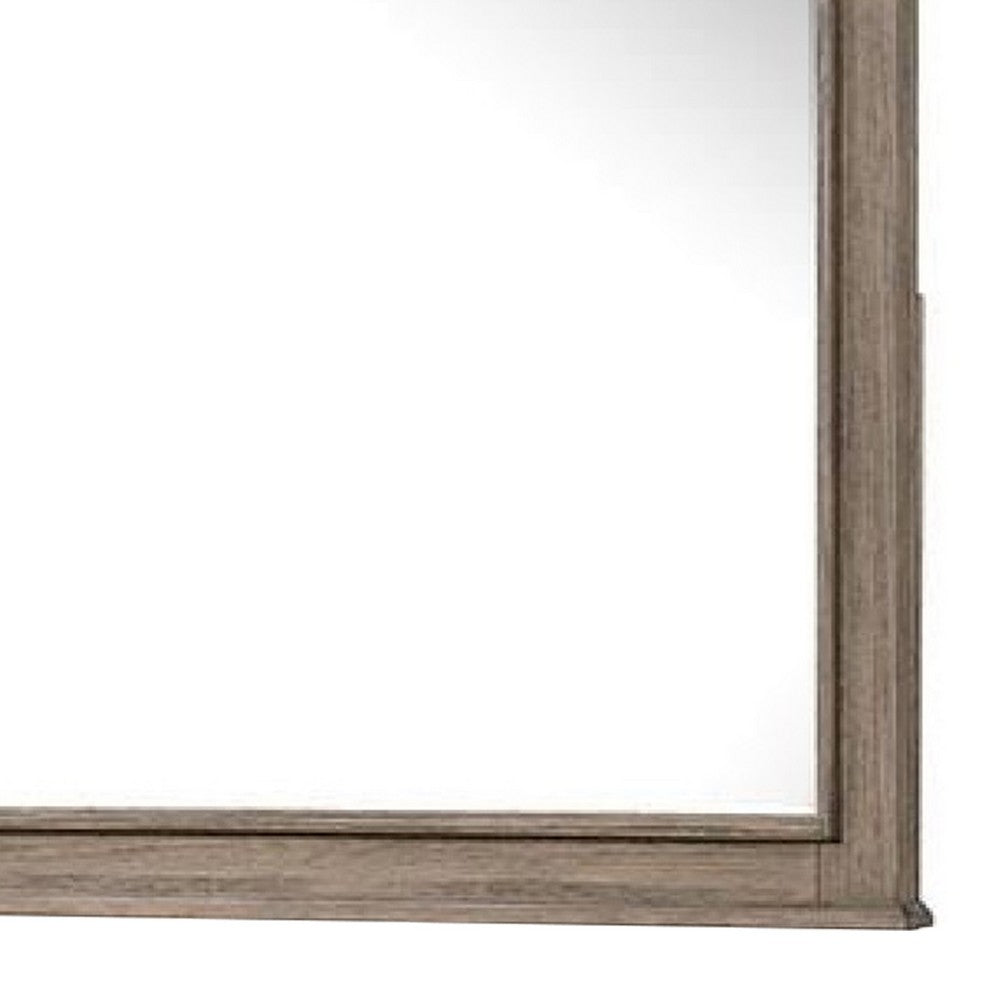 Roi Dresser Mirror, Beveled Glass, Weathered Gray Solid Wood, 38x42 - BM340858