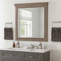 Roi Dresser Mirror, Beveled Glass, Weathered Gray Solid Wood, 38x42 - BM340858
