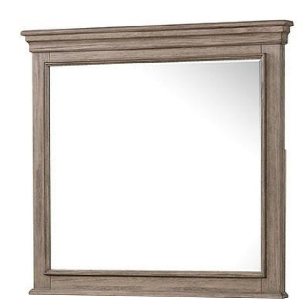 Roi Dresser Mirror, Beveled Glass, Weathered Gray Solid Wood, 38x42 - BM340858